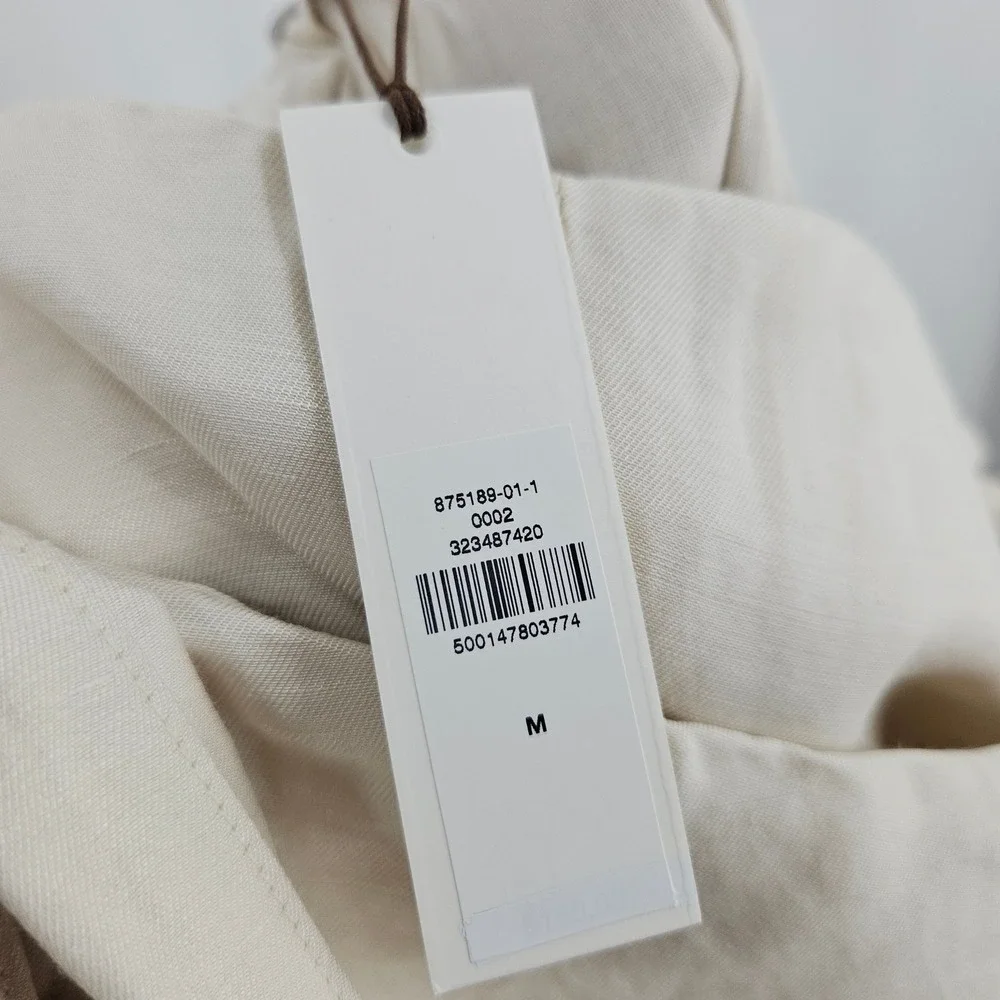 Banana Republic Linen Blend Wrap Wide Leg Lagenlook Pants Ivory Tie Waist NWT M